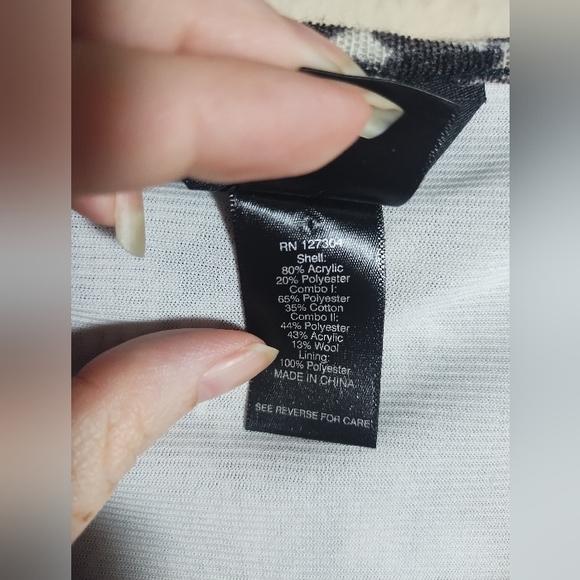 Ali Miles Top Wool Blend Patchwork Floral Mesh Boho Artsy - Picture 5 of 16